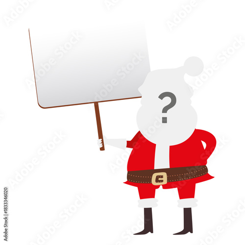 Santa claus interrogative face holding signboard