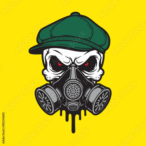A skull in a gas mask