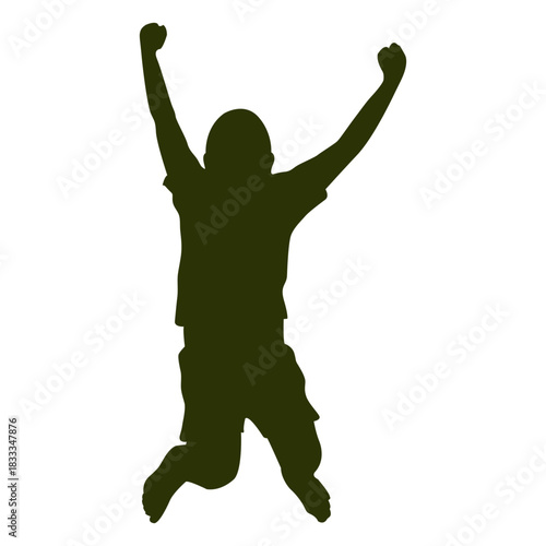 Boy cheering silhouette