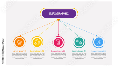 Vector infographic label design with circle infographic template design and 4-5-6 options or steps. Can be used for process diagram, presentations, workflow layout, banner, flow chart, info graph.