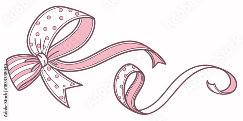 Soft pastel pink fabric ribbon bow dreamy design element