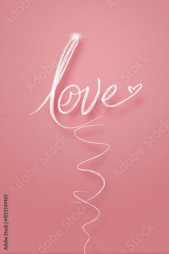 Elegant Calligraphy of Love with Heart Accent on Soft Pink Background
