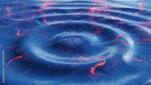 Dynamic fluid simulation of water surface with ripples, showing energy displacement and fluid dynamics for science or tech visuals