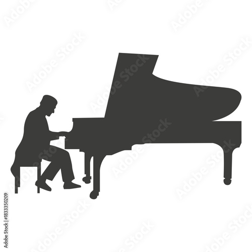 Pianist musican silhouette