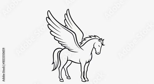 Elegant Pegasus Illustration - A Mythical Creature in Flight.