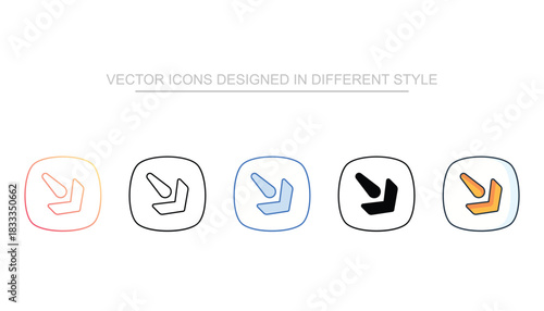 Down Right Arrow line icon vector stock with white background