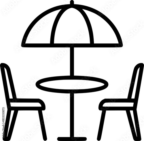 Street table with chairs sign, symbol, vector, art