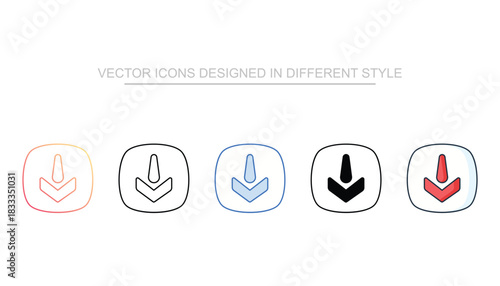 Down Arrow line icon vector stock with white background