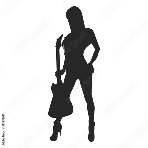 Girl guitarist silhouette