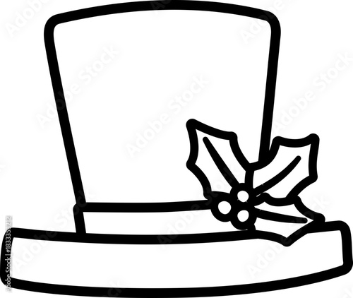 Christmas top hat outline template vector.
Snowman top hat outline . 
Transparent background. SVG.