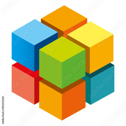 Colorful 3d cubes logo