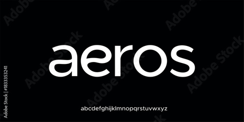 Vector illustration of a modern sans-serif style alphabet font with clean, gently curved, and elegant letterforms
