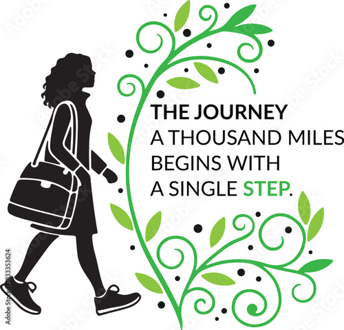 Motivational Quote Vector: "The Journey A Thousand Miles Begins with a Single Step