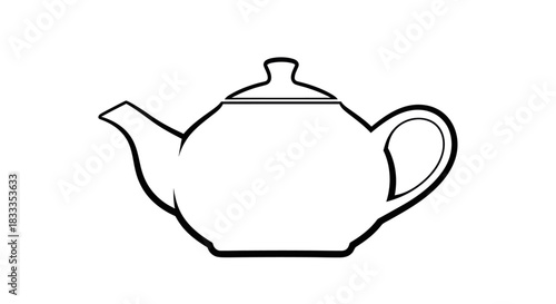 Elegant White Teapot Illustration with Classic Design and Smooth Lines.