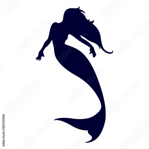 Mermaid swimming silhouette