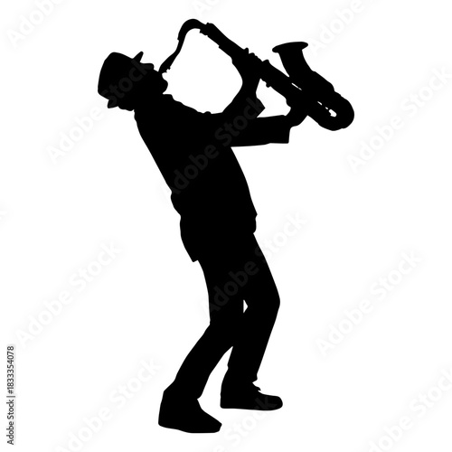 Musician playing saxophone silhouette