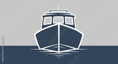 Front View of a Fishing Boat on the Water.