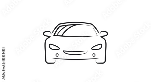 Front View of a Sleek Modern Car Outline.