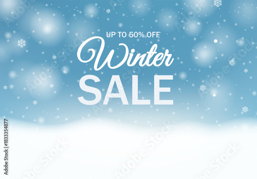 Winter Sale Banner And Snowflake