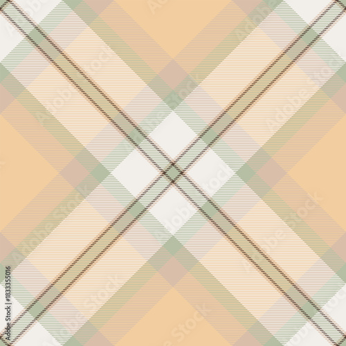 Styled texture vector pattern, geometry fabric tartan textile. Relief seamless check background plaid in orange and white colors.