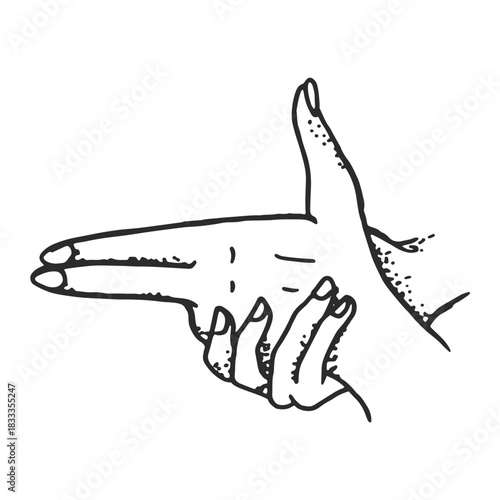 Finger gun vintage tattoo