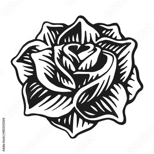 Rose head vintage tattoo