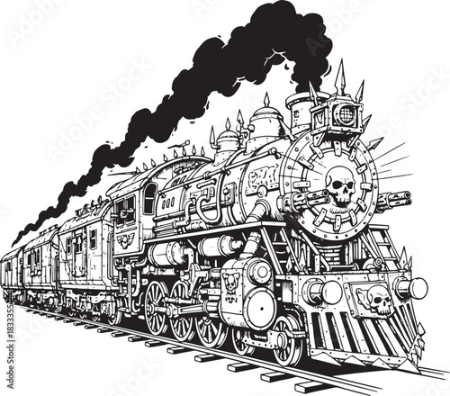 Powerful vintage steam locomotive
