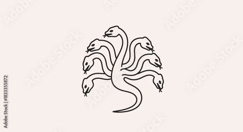 Hydra Illustration - A Mythical Serpent with Multiple Heads.