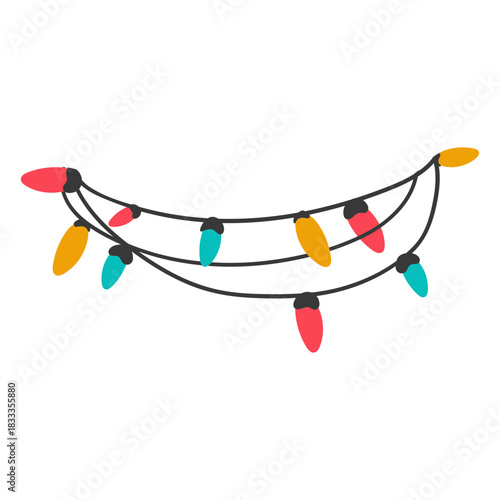 Xmas garland bulb christmas flat