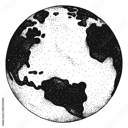 Planet earth globe america africa silhouette