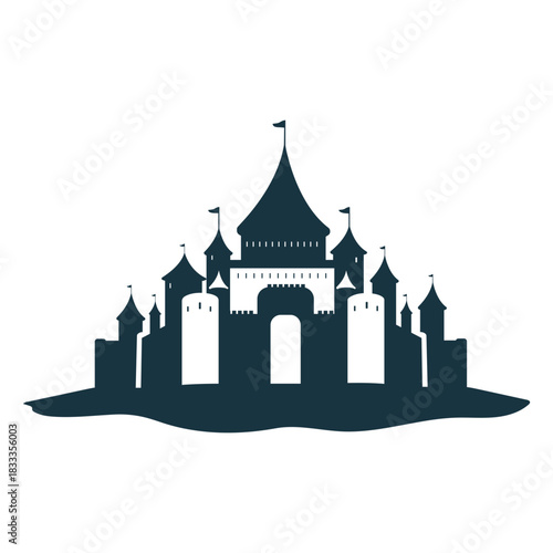 Castle palace tower gate roof dome detailed silhouette architecture