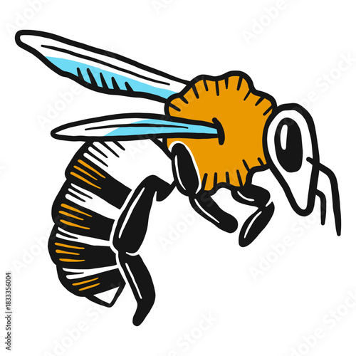 Bee wing leg wasp sketch insect