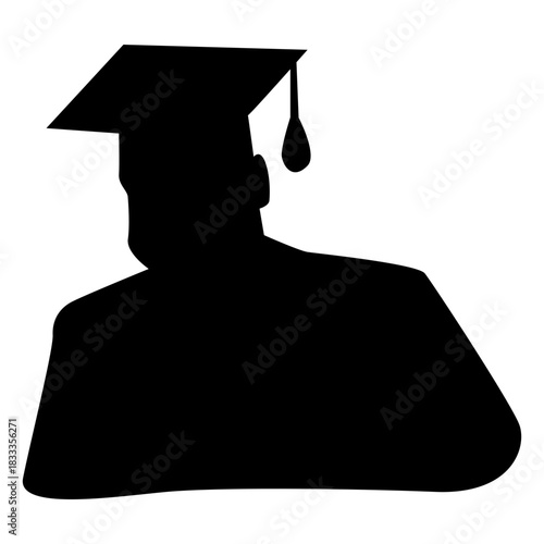 Graduate square academic cap graduating student silhouette