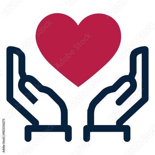 Hand heart stroke silhouette