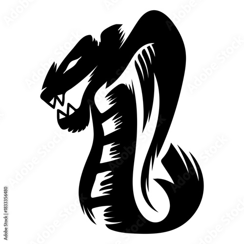 Snake cobra tooth tattoo detailed silhouette
