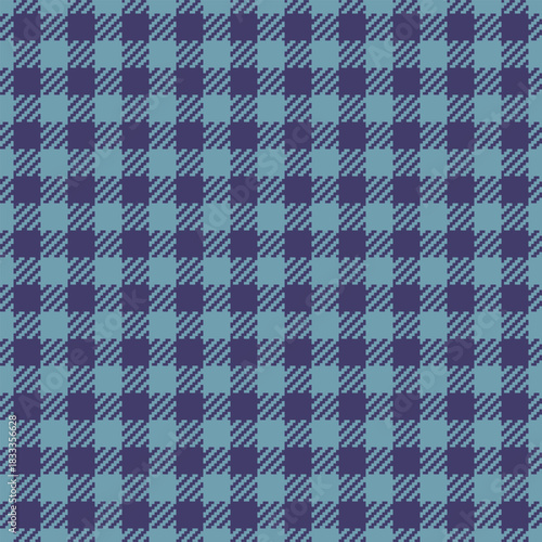 Stationary pattern textile check, household texture plaid tartan. Page vector seamless fabric background in cyan and indigo colors.