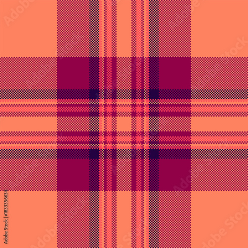 Livingroom pattern background fabric, girly vector tartan texture. Layout plaid seamless check textile in red and pink colors.
