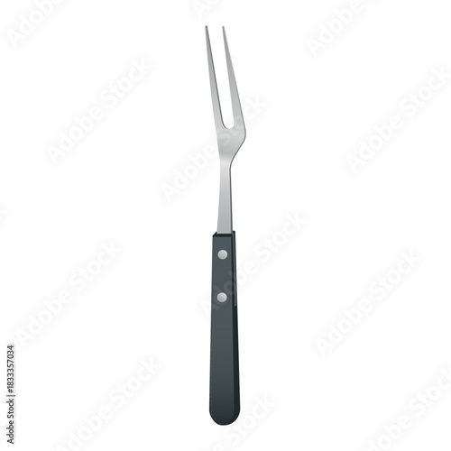 Stainless steel carving fork kitchen utensil clean background