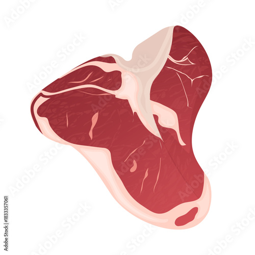 Raw t bone steak fresh meat illustration