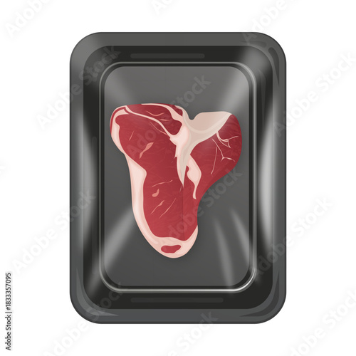 T bone steak in fresh retail packaging