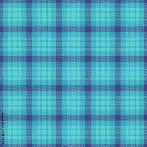 Site fabric plaid check, large background seamless pattern. Fashioned vector texture textile tartan in cyan and teal colors.