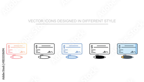 Bank Check line icon vector stock with white background