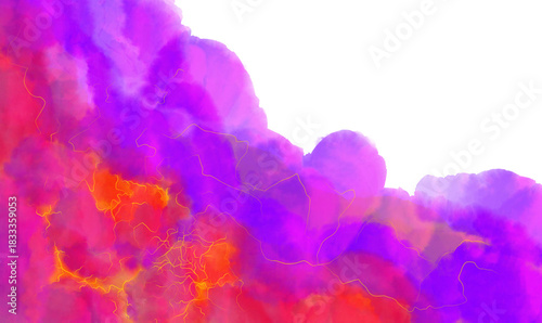 Vibrant neon smoke or clouds with glowing electrical energy pathways