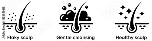 anti dandruff healthy hair icon set