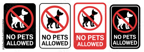 no pets allowed warning icon set