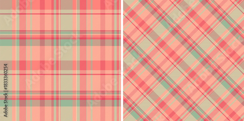 Plaid textile fabric of background seamless pattern with a vector tartan check texture. Set in nature colors in creative gift paper ideas.