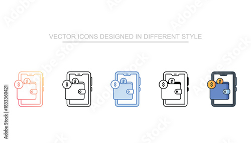 Digital Wallet line icon vector stock with white background