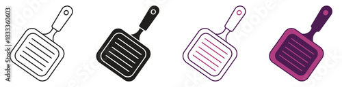 Frying pan icon set  isolated on white background, vector illustration.