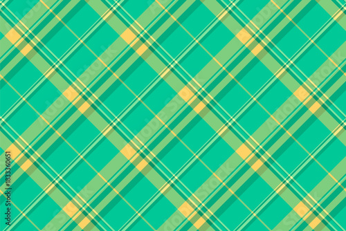Masculine pattern fabric textile, warm background check seamless. Fresh tartan vector texture plaid in green and teal colors.