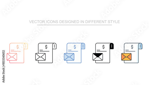 Email statement line icon vector stock with white background